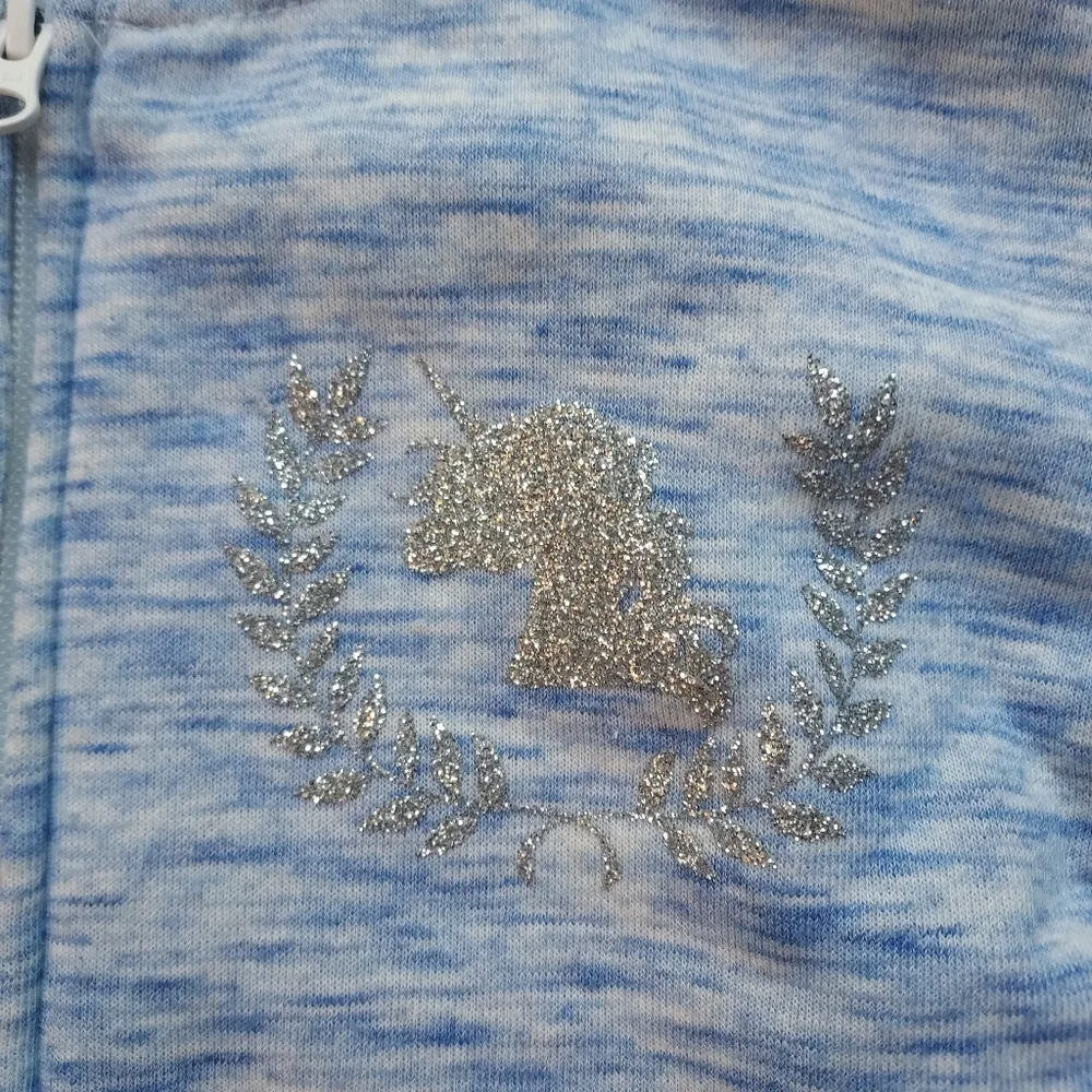 Blue, soft, hooded, unicorn sweatshirt - Picture 2 of 4